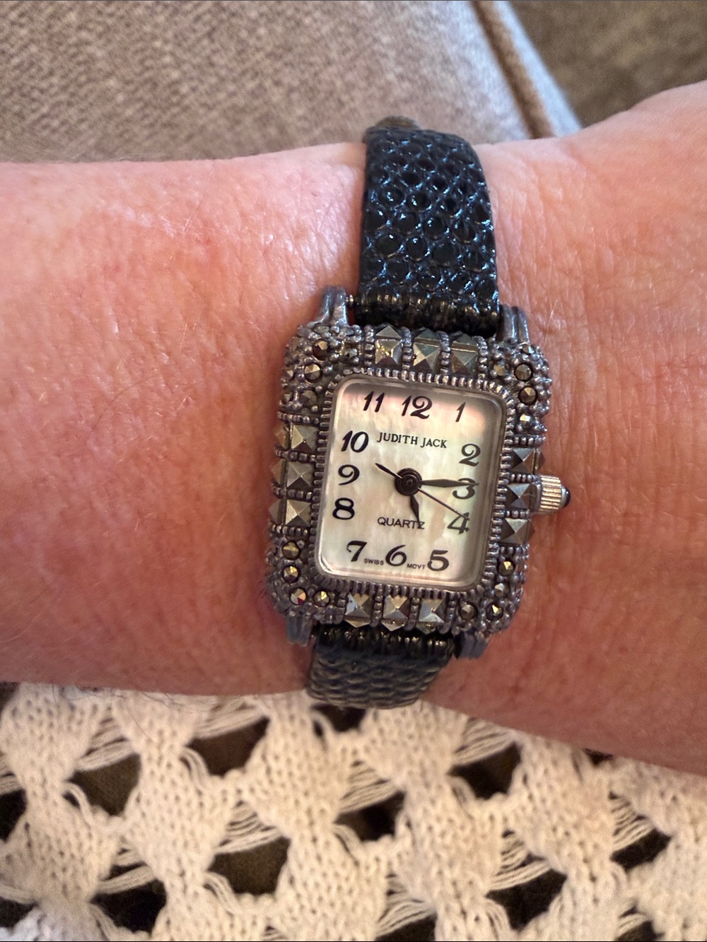 Vintage Judith Jack Sterling Silver Marcasite Watch - Picture 5 of 13